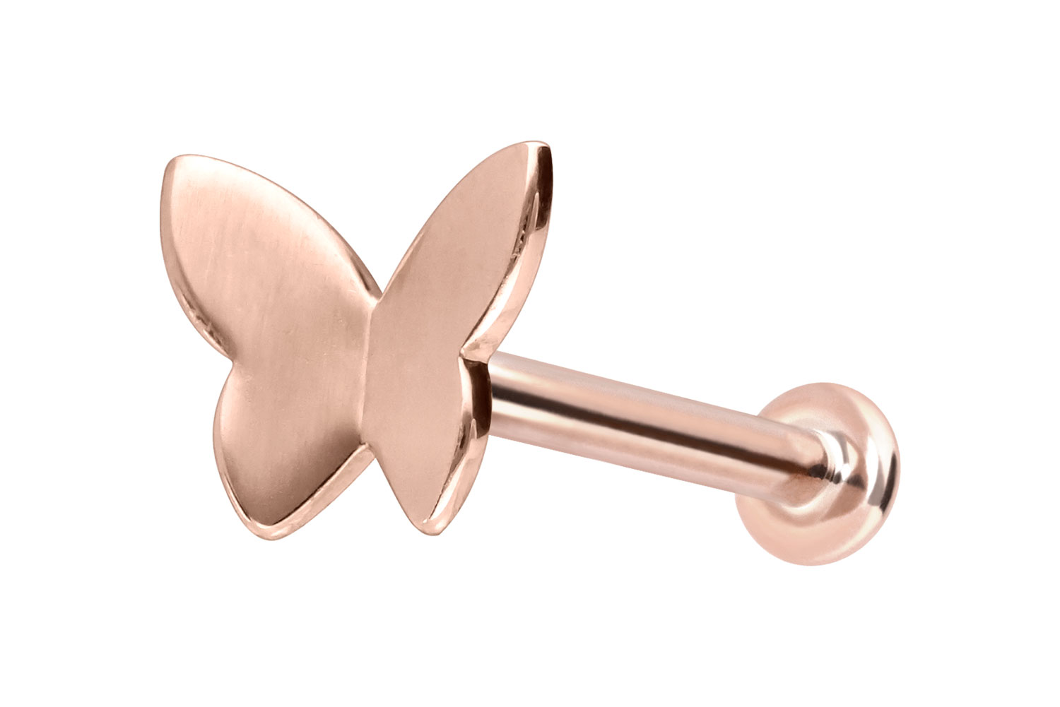 14 Karat Gold Labret Piercing mit Innengewinde SCHMETTERLING